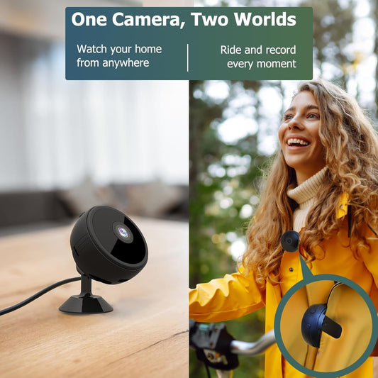 Mini 1080P HD Security Camera, Night Vision, Motion Detection, Magnetic Mount, 120° Wide-Angle WiFi/Hotspot Mini Cam, Portable Indoor Surveillance & Wearable Body Camera, 256GB Support