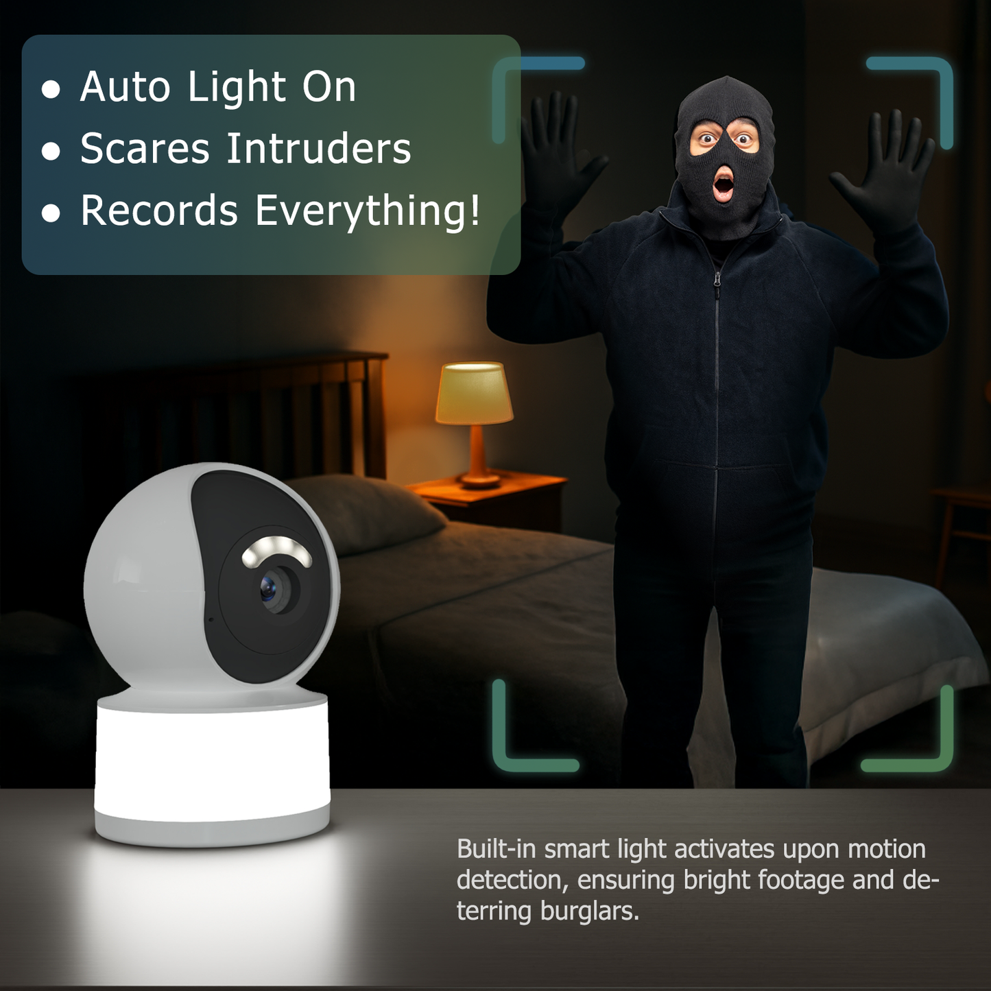 Indoor Home Camera with Light, 2K, Color Night Vision, Baby Monitor, Dog Security Cam Small with Motion Detection, 2-Way Audio, Smart Cloud & SD Card Storage, 2.4g WiF