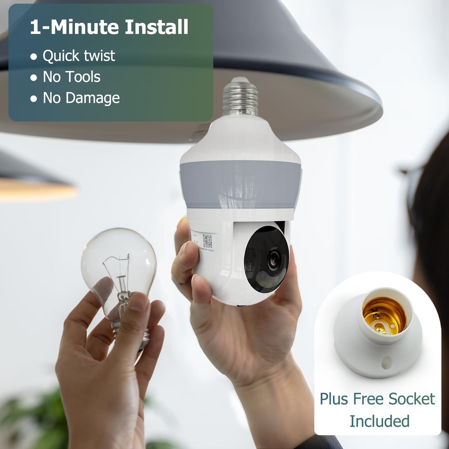 2K Bulb Security Camera with Light, 700 Lumens Brightness, AI Human & Pet Detection, Smart Wireless Light Socket Cam with Color Night Vision for Home Indoor/Outdoor