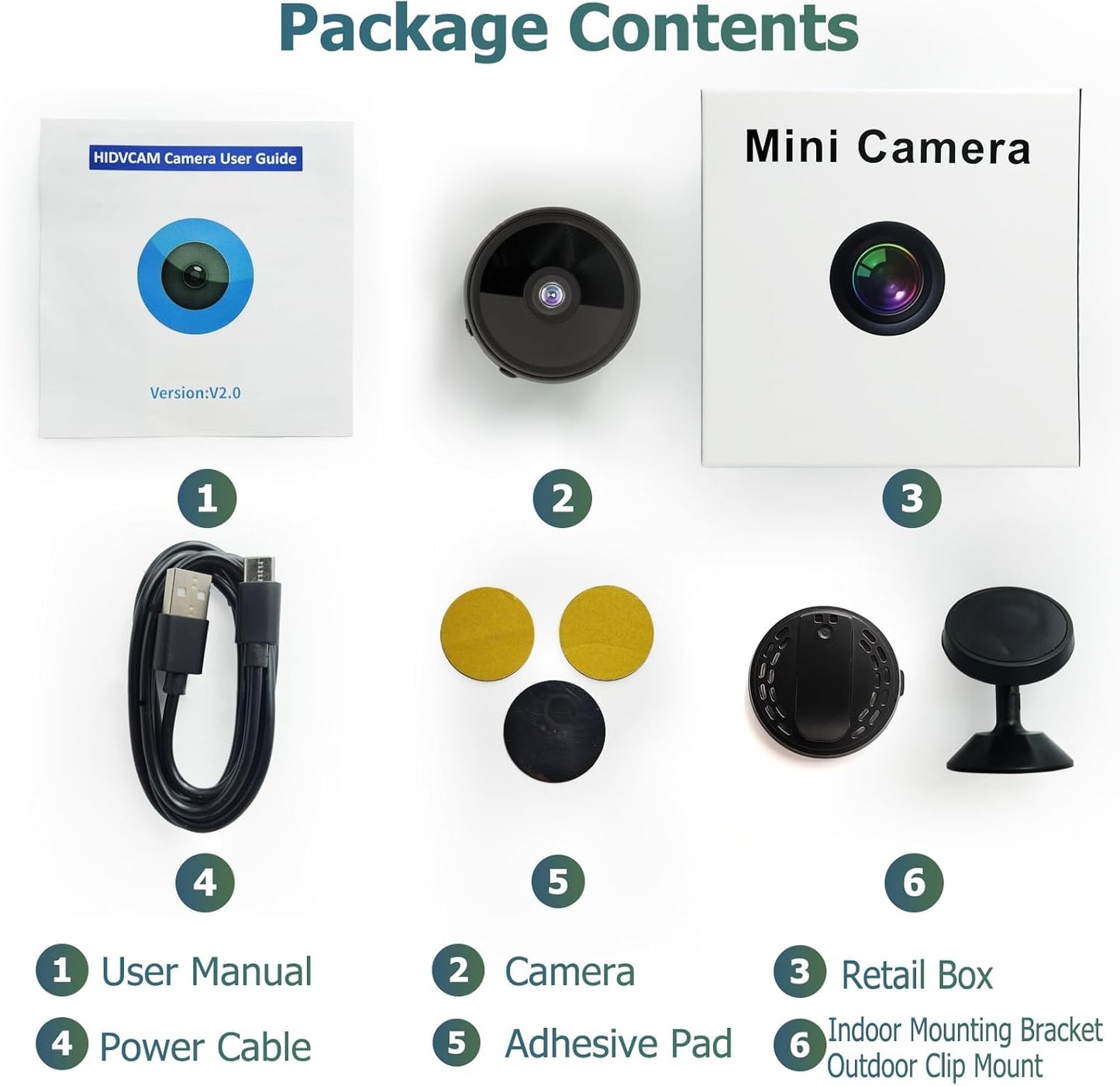 Mini 1080P HD Security Camera, Night Vision, Motion Detection, Magnetic Mount, 120° Wide-Angle WiFi/Hotspot Mini Cam, Portable Indoor Surveillance & Wearable Body Camera, 256GB Support