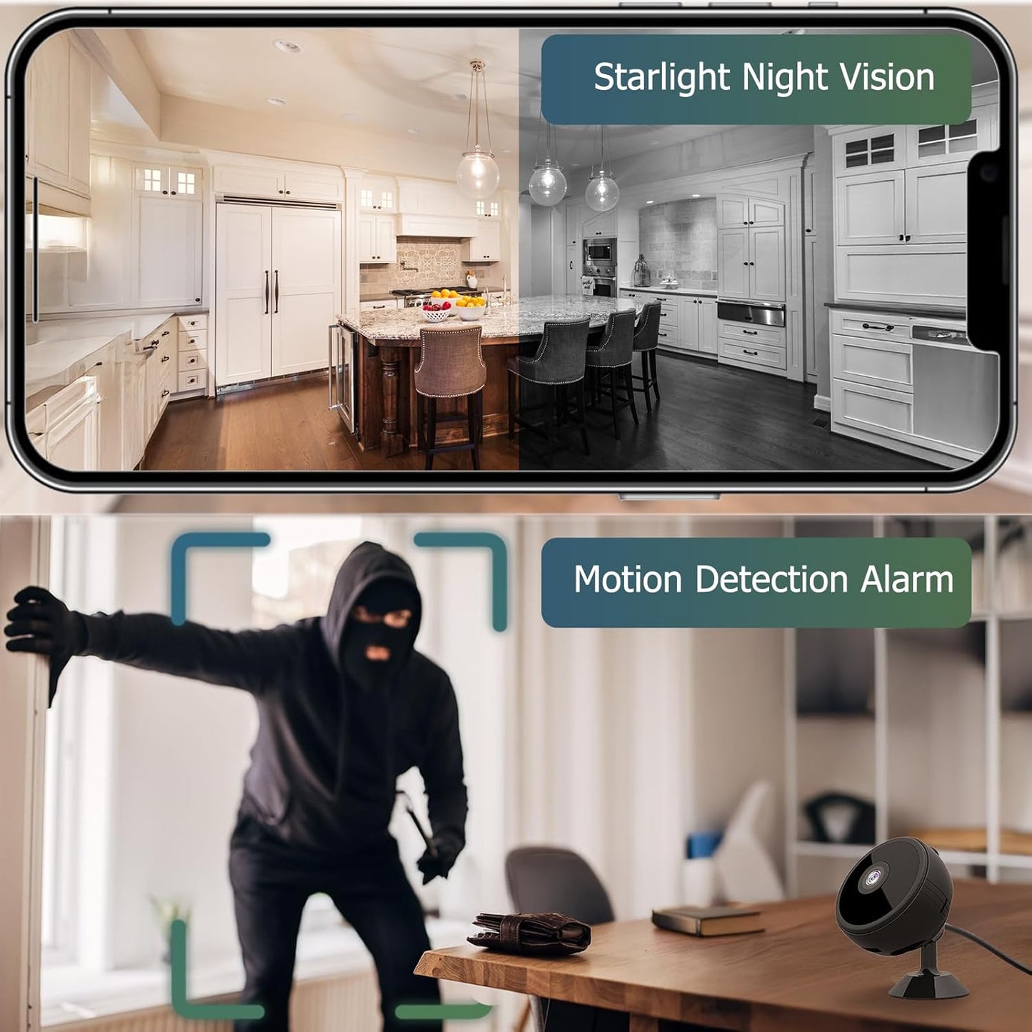 Mini 1080P HD Security Camera, Night Vision, Motion Detection, Magnetic Mount, 120° Wide-Angle WiFi/Hotspot Mini Cam, Portable Indoor Surveillance & Wearable Body Camera, 256GB Support