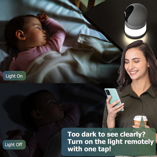 Indoor Home Camera with Light, 2K, Color Night Vision, Baby Monitor, Dog Security Cam Small with Motion Detection, 2-Way Audio, Smart Cloud & SD Card Storage, 2.4g WiF