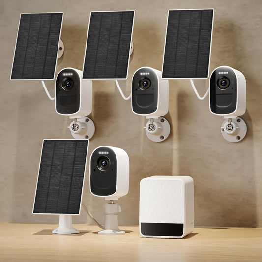 Solar Security Camera Wireless Outdoor, 4MP WiFi 6 Camera with 2.4G/5G Dual Band, 5000mAh Battery, IPX65 Waterproof, -20~65 Weatherproof, Color Night Vision, PIR Motion Detection, 2-Way Audio, Cloud