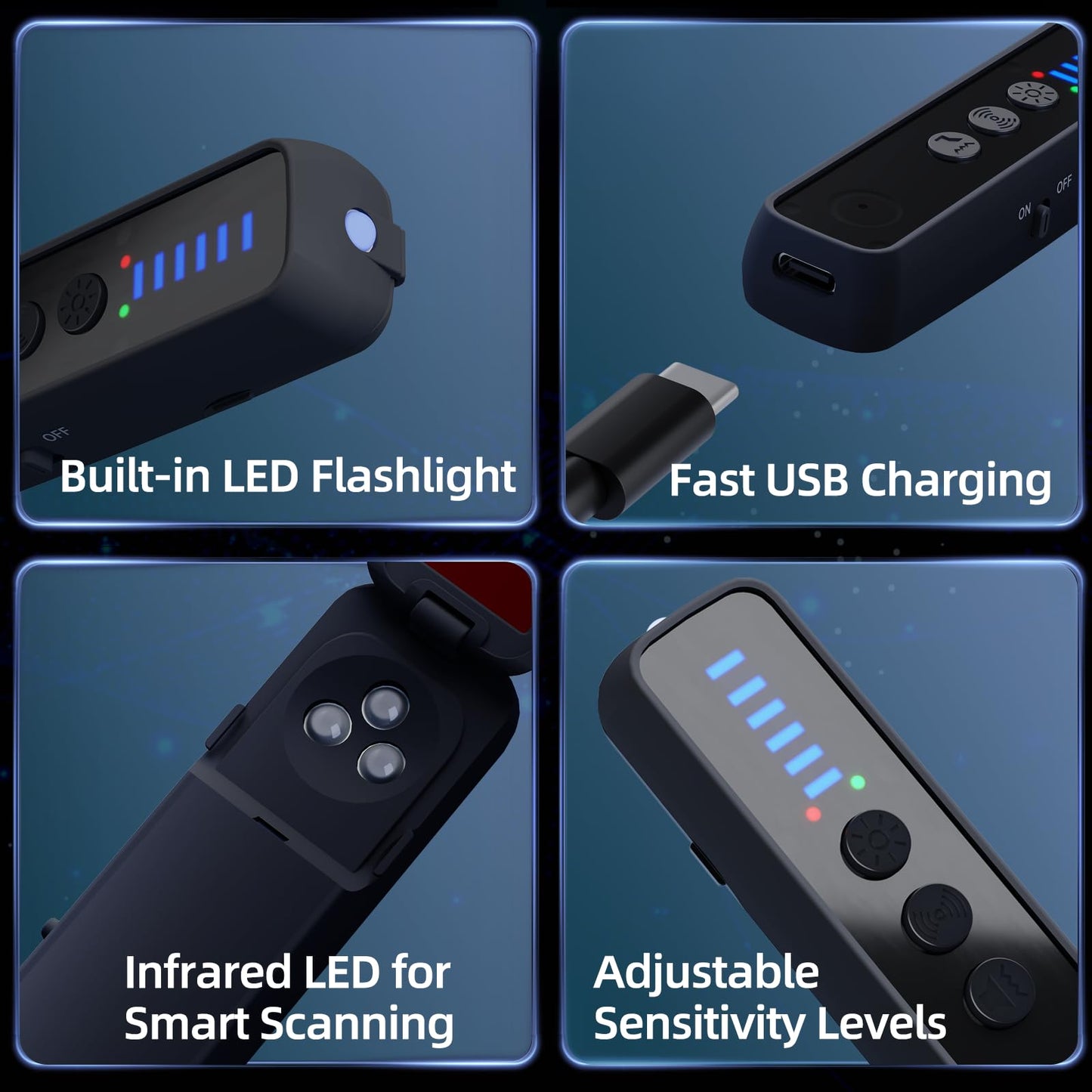 Hidden Camera Detector 2025 version, Anti-Spy RF Scanner & GPS Tracker Finder, Portable Bug Detector for Hotel, Travel, Office, bed room – 5 Sensitivity Levels, mini Design for securtity & safe